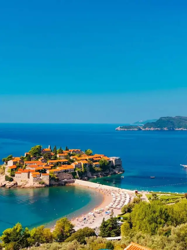 The islet of Sveti Stefan on the coast of Montenegro