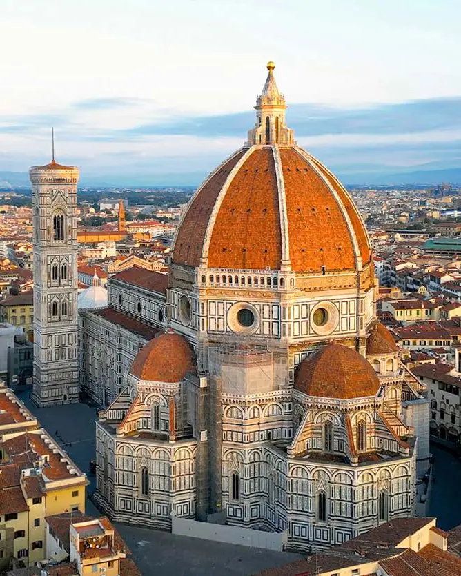 The dome of Santa Maria del Fiore Cathedral and the city skyline in Florence