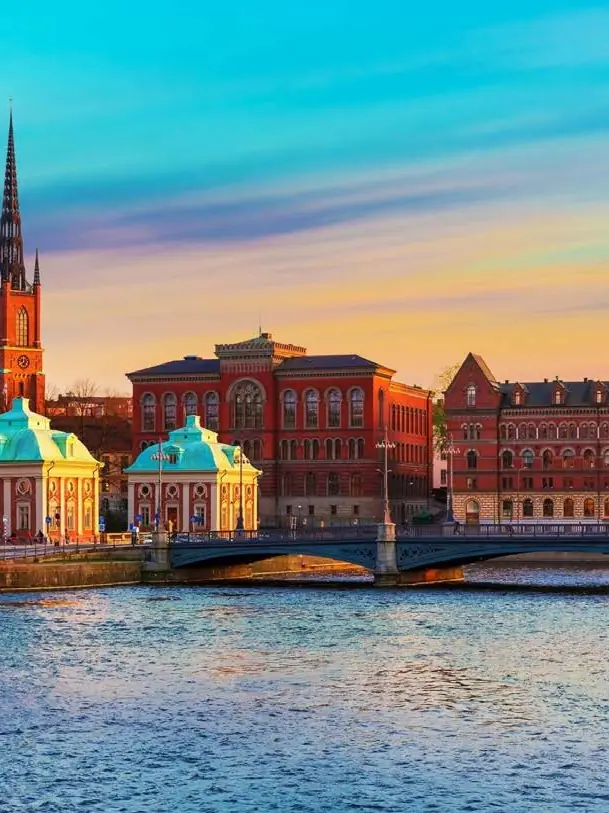 Historic waterfront buildings in Stockholm
