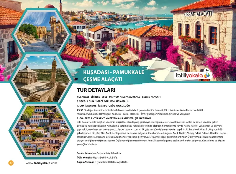 Katalog sayfa 32: Efes, Kuşadası, Çeşme, Alaçatı ve Pamukkale Turu