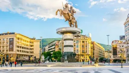Macedonia Square and the equestrian statue in Skopje