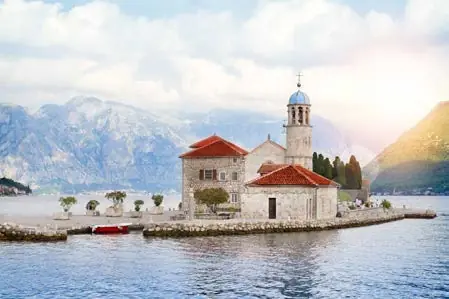 A church on an islet in the Bay of Kotor