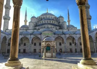 View from the courtyard of the Blue Mosque